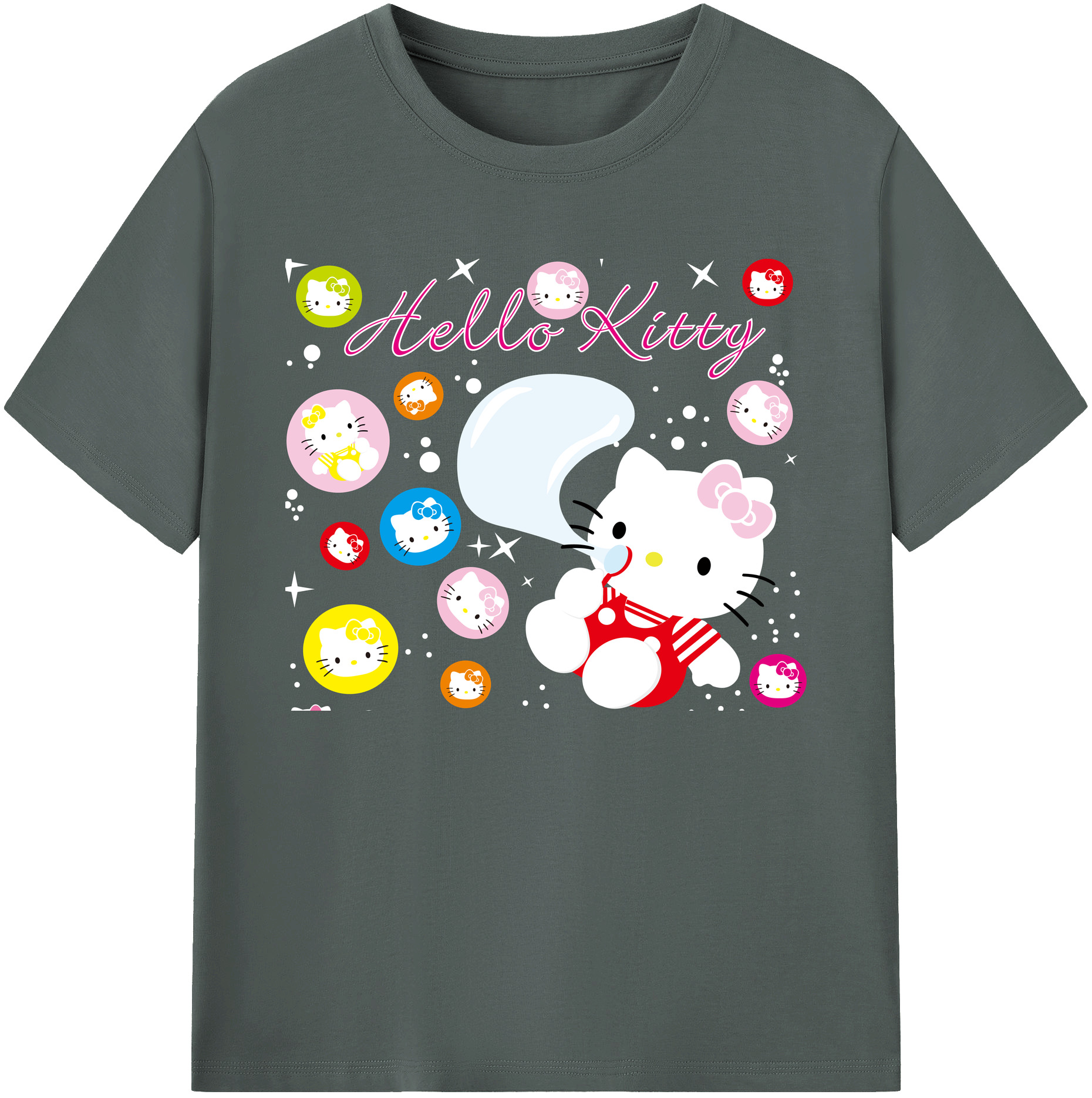 （画像用） Hello Kitty ハローキティ 綿100％ メンズ半袖Tシャツ｜肌触りやわらか＆通気性